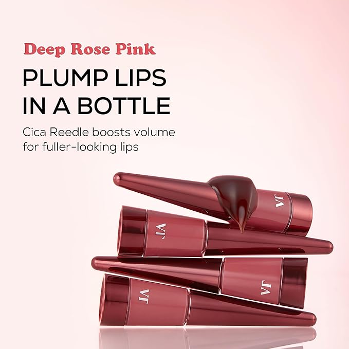 VT COSMETICS Reedle Shot Lip Plumper in Rose Berry, Hydrating Plumping Lip Gloss, High Shine Finish, Infused with Jojoba Oil & Hyaluronic Acid, Korean Beauty Makeup, 0.15 oz.