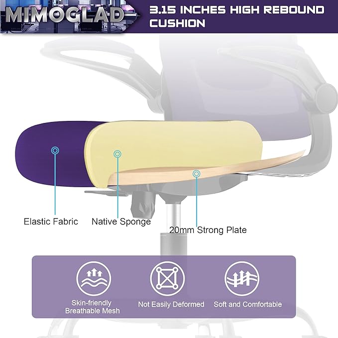 Mimoglad Office Chair, Ergonomic Desk Chair with Adjustable Lumbar Support, High Back Mesh Computer Chair with Flip-up Armrests- Task Chairs, Executive Chair for Home Office