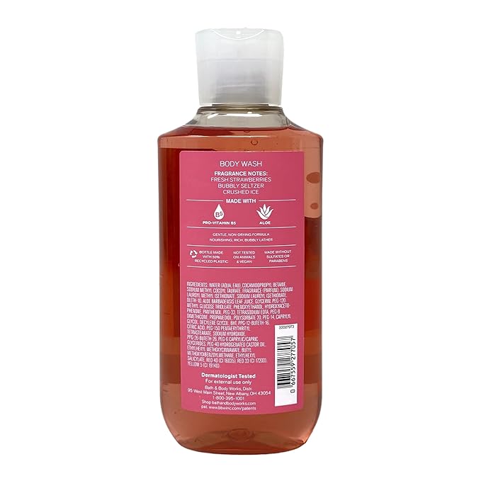 Bath & Body Works Strawberry Soda 3 Piece Bundle - Fragrance Mist - Body Cream and Body Wash - with a Himalayan Salts Springs Bar Soap - Full Size