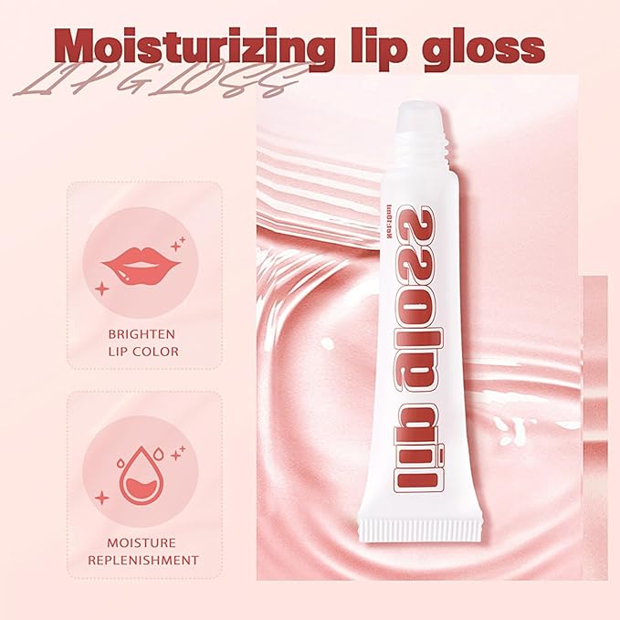 Tinted Lip Balm Set,4 Color Fruity Lip Gloss—Ultra-Nourishing Plump Lipstick Moisturizer for High-Gloss Soft Smooth Supple Lips—Transparent Jelly Lip Gloss Lip Glow Balm for Dry Lips