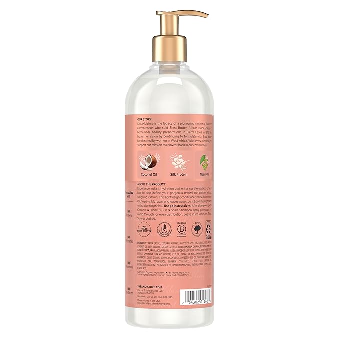 SheaMoisture Curl & Shine Conditioner Coconut & Hibiscus,for Thick,Curly Hair,to Moisturize-& Soften,24 oz,(Pack of 2)
