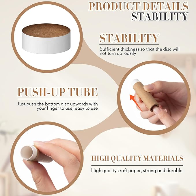 50 Pcs 5g Paperboard Lip Balm Tubes Empty Cardboard Lipstick Tubes Deodorant Sticks Empty Refillable Gloss Perfume Container for DIY for Lipstick Deodorant Solid Perfume (Cowhide Color)