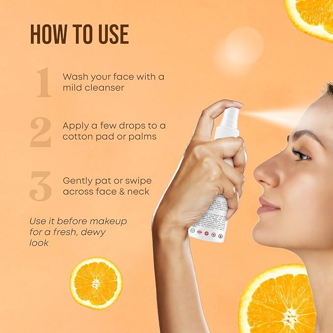 Vitamin C Face Toner – Brightening & Hydrating Facial Toner for Even Skin Tone, Pore Minimizing & Refreshing Toner, Alcohol-Free pH Balanced Skincare for All Skin Types – 100 ml