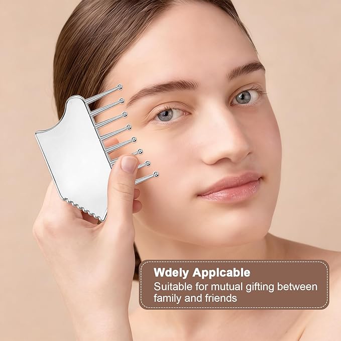 Stainless Steel Gua Sha Facial Tools Metal Guasha Portable Scalp Massager Comb Body And Face Gua Sha Sculpting For Head Neck Legs Arms Body Treatment