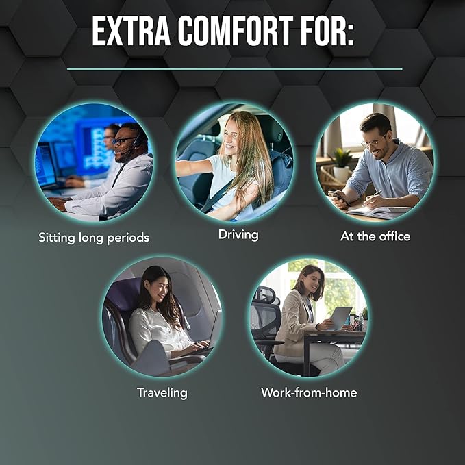 Samsonite Ergonomic Lumbar Support Pillow for Office Chair, Gaming Chair, or Car, Memory Foam Cushion with Ventilated Mesh and Adjustable Strap, Gray