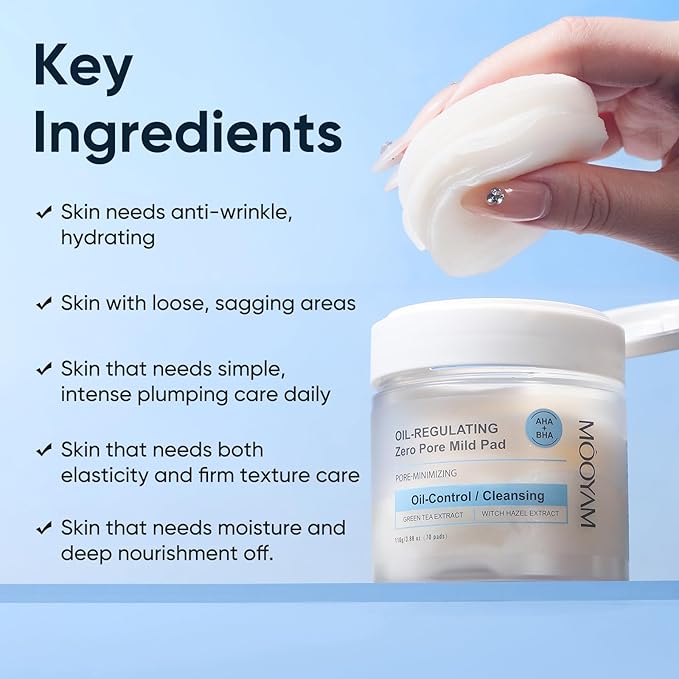 Toner Pads Zero Pore Pad Skincare, Dual-Textured Facial Pad for Exfoliation and Pore Care with AHA Glycolic Acid, BHA Salicylic Acid, Niacinamide Toner, Ideal for All Skin Types