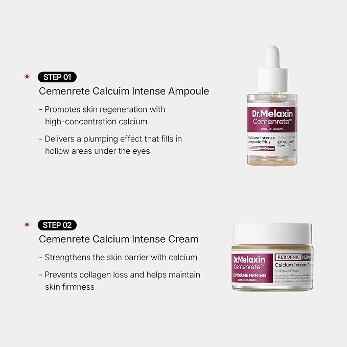 Dr.Melaxin Cemenrete Calcium Intense Firming Cream 50ml (1.69 fl oz) – Rebornic 10,000ppm, Niacinamide & Hydrolyzed Elastin, Lifting & Elasticity Face Cream for Sagging Skin