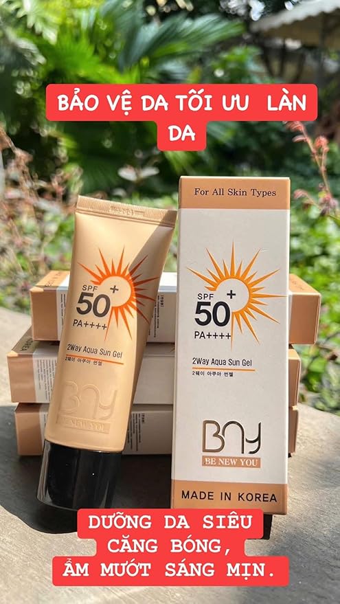 2 Pack x 30ml Be New You (BNY) Sun Gel, SPF 50+ PA++++ Korean Sunscreen, For All Skin Types