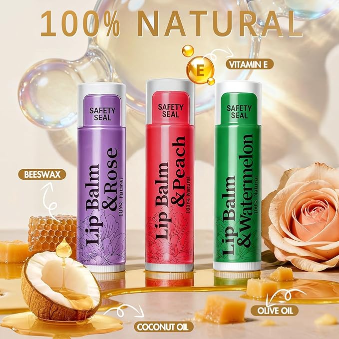 500 Pcs Lip Balm Bulk - Moisturizing with Vitamin E & Coconut Oil for Dry Cracked Lips, 12-Flavored Organic Natural Gifts Corporate Party Favors (4.2g/0.15oz)