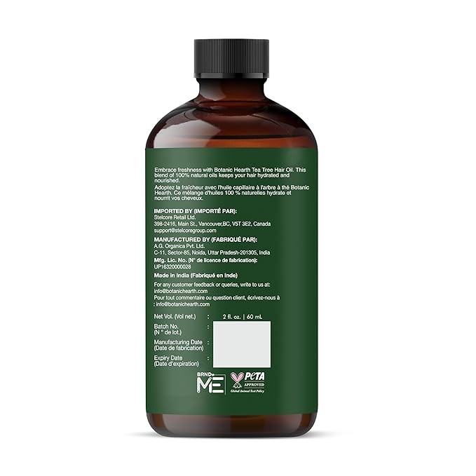Botanic Hearth 100% Pure Tea Tree Hair Oil For Hair Growth & Hair Treatment Oils 2 Fl Oz | Infused with coconut Oil | Hair Oil Repairs Dry Damaged Hair, Strengthening, Healthier | All Hair Types