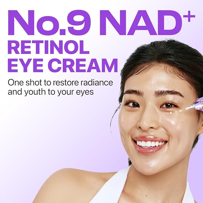 numbuzin No.9 NAD+ Retinol Eye Cream, Depuffing & Firming Eye Serum for Dark Circles, Wrinkles & Fine Lines, Peptides & Niacinamide for Glow & Undereye Radiance, Stocking Stuffers 0.33 fl oz