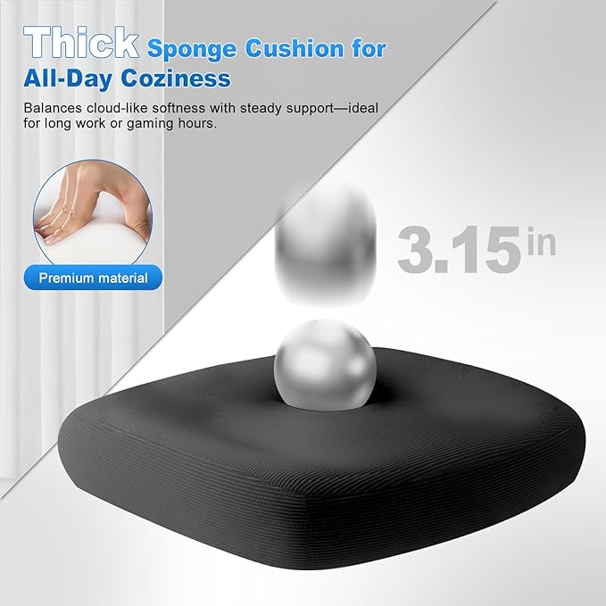 Office Chair Ergonomic Desk Chair with Lumbar Support and Headrest, Thick Cushion Mesh Computer Chair with Armrest and Tilt Lock, High Back Home Office Desk Chairs for Men Women