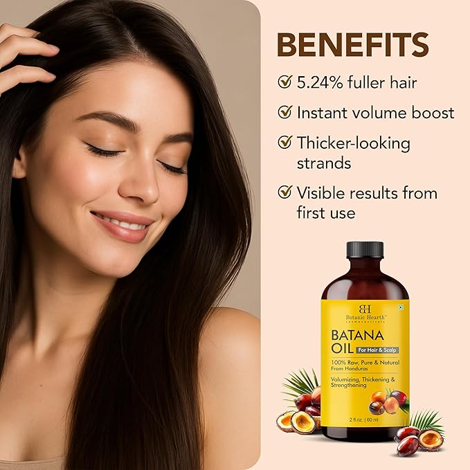 Botanic Hearth Batana Oil for Hair Growth & Hair Treatment Oils 2 Fl Oz | Dr Sebi Inspired, 100% Raw & Pure Batana Oil | Scalp & Hair Treatment for Thickness & Strength | All Hair Types