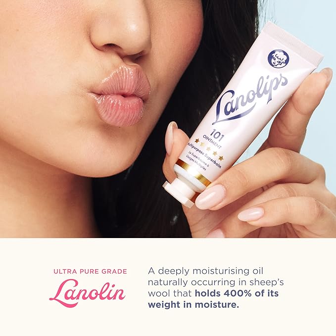 Lanolips 101 Multipurpose Ointment Duo - Lanolin Lip Balm & Healing Ointment for Skin Barrier Repair - Moisturizer for Dry Lips, Cuticles & Elbows - Original Superbalm (2-Pack, 0.52 oz each)