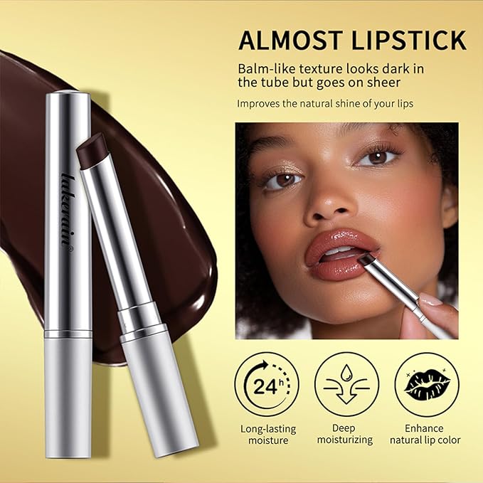Honey Black Lip Balm Hydrating Sheer Lipstick,Pink Honey Lipstick for Women,Natural Glossy Lips Balm,Nourishing and Hydrating Lip Gloss for All Skin Tones(Black Honey)