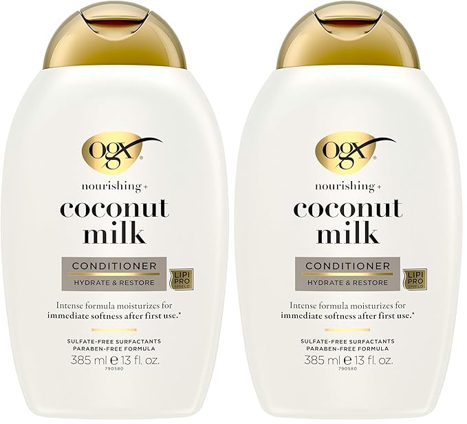 OGX Hair Conditioner, Nourishing Coconut Milk, Sulfate-Free | 13 Fl Oz | Pack of 2