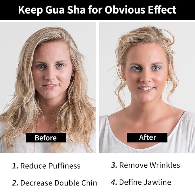 Gua Sha Facial Tools 2 Pack, Natural Jade Guasha Tool for Face,Double Chin & Jawline, Gua Sha Stone Self-Skin Care Face Stone Gua Sha tools for Women Guasha Stone, Black and Green
