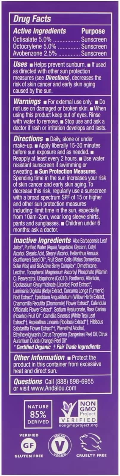 Andalou Naturals Face Lot Dly Def SPF 18 2.7 Fz