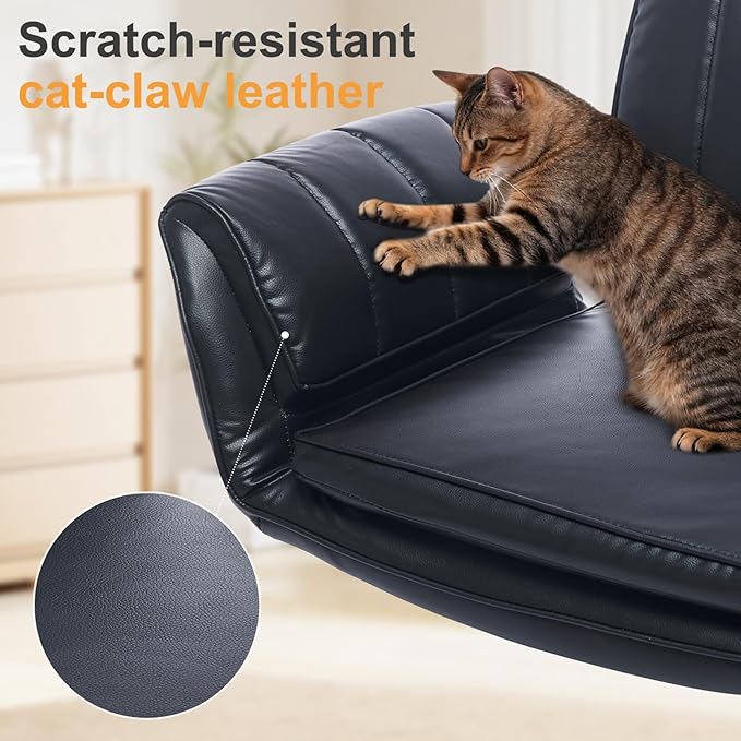 PU Leather Criss Cross Office Chair with Armrests & Wheels, 5-Gear Flip Up Arms Comfy Desk Chair for Women, Height Tilt Adjustable Swivel Chair for Home Office, Make Up, Bed Room and Living Room