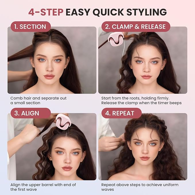 CHIKYO Upgraded 3 Barrel Hair Crimper Waver - 32mm Rovy Wave Curling Iron, 1.25 Inch Ionic Curling Wand, Deep Waver Hair Curler Hot Tool with Ceramic for Women, Dual Voltage, Easy to Use