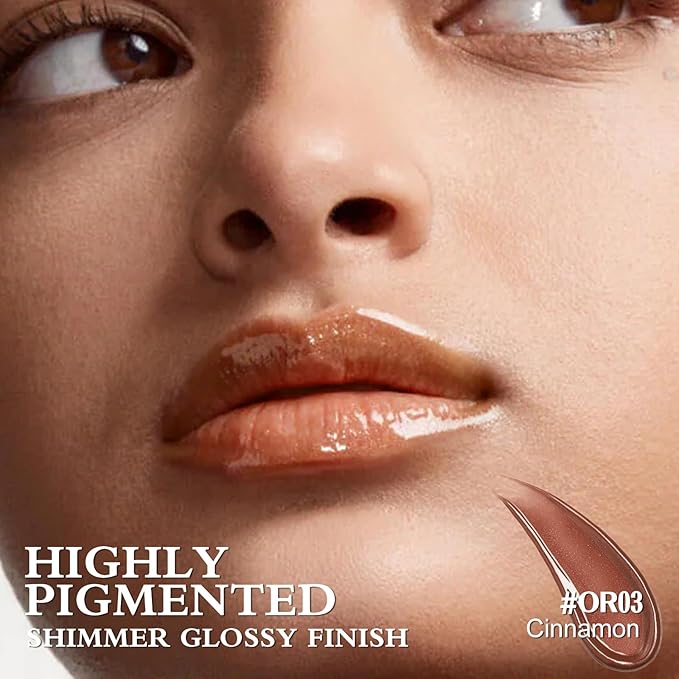 FOCALLURE Sparkling Gem Lip Plump, Hydrating & Volumizing Lip Plumper Gloss Balm, High-Shine Lip Plumping Pen, Plumps & Moisturizes, Vegan & Cruelty-Free, CINNAMON