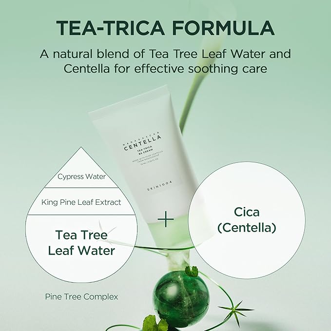 SKIN1004 Tea-Trica B5 Cream, Face Moisturizer with Centella Asiatica & Panthenol B5, Gel Moisturizer for Soothing & Hydrating, Cica Cream with Tea Tree & Centella, Korean Skin Care, 2.53 fl.oz / 75ml