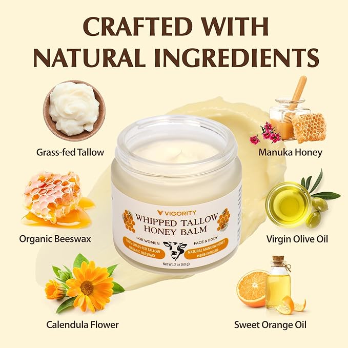 Beef Tallow Sunscreen & Nourishing Balm Duo: SPF 50 Mineral Zinc Sunblock with Grass-Fed Tallow & Organic Moisturizing Balm Infused with Manuka Honey for Face & Body – Safe for Kids & Sensitive Skin