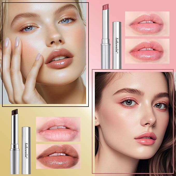 WEEMAY 2Pcs Honey Noir Lipstick, Deep Moisturizing Black Cherry Tint Lip Balm, Nourishing Honey Noir Lipgloss, Black and Pink Lip Tint, Hydrating Lipgloss for All Skin Tones