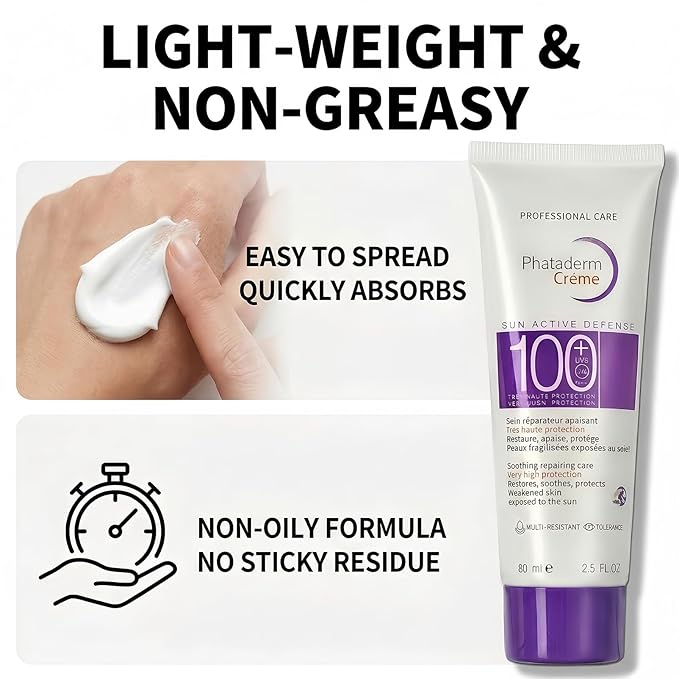 SPF 100 Sunscreen for Face, Sun Active Defense Cream, Broad Spectrum UVA UVB Protection, Lightweight Moisturizing Daily Face Sunscreen, 80ml / 2.5 fl oz