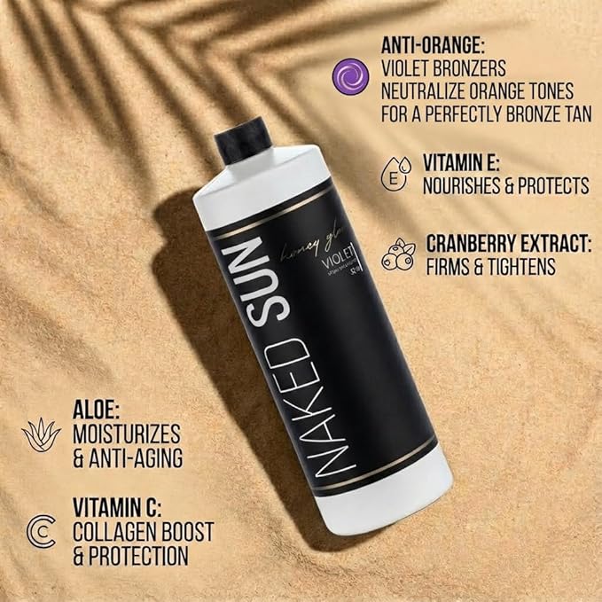 Naked Sun Honey Glow Violet Spray Tan Solution - 32 oz Airbrush Sunless Self Tanning Spray