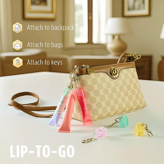 Lip Balm Keychain Cap for Laneige, Summer Friday and Glossier, Lip Balm Holder for Lanyard or Bag, Lip Gloss Keychain for Women,Replacement Cap with Stopper Prevent Spills