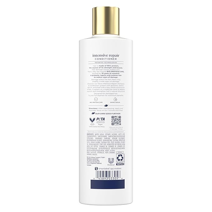 Dove Conditioner Intensive Repair for Damaged Hair Bio-Protein Care Technology and Amino Serum 12 oz,(Pack of 8)