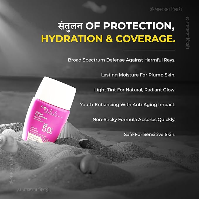 Foley Tinted Sunscreen SPF 50 PA++++ | Matte, Lightweight, No White Cast | Daily Sunscreen for Indian Skin with Niacinamide | 30ml