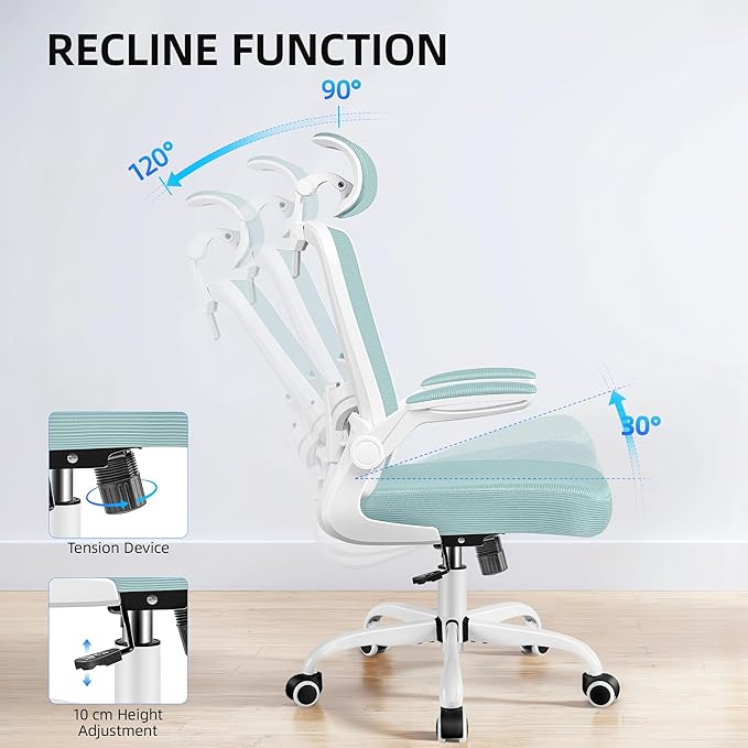 FelixKing Office Chair, Desk Chair with Adjustable Lumbar Support, Ergonomic Computer Chair with High Back and Armrest, Adjustable Height Gaming Chair Home Office Swivel Chair(Light Blue)