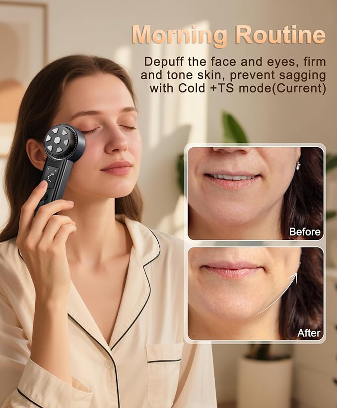 Radio-Frequency Skin Tightening Device | 6 in 1 Home-RF Face Beauty Device | Professional Facial Skin Tightening | Lifting | Wrinkle Reducing | Anti Aging | Depuff | Increase Absorption(with Gel)