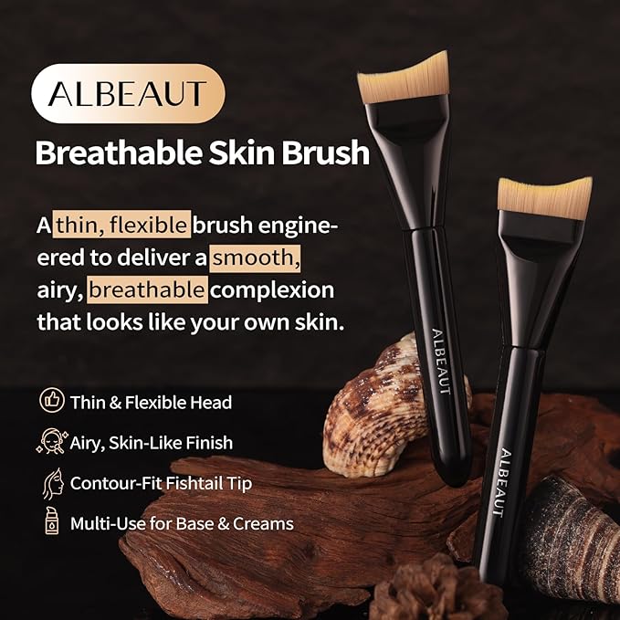 Liquid Foundation Brush Set 2pcs Air Cushion Puff for Cream/Liquid Formulas Portable Makeup Tools for Foundation Concealer Blush