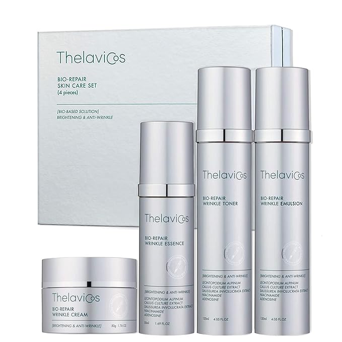 Bio Repair Wrinkle Skin Care Set (4 Pieces) – K-Beauty Renewing Nightly Treatment for Sensitive Skin | Includes Toner 120ml, Emulsion 120ml, Essence 50ml, Cream 50g