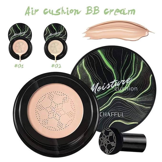 Mushroom Head Air Cushion CC Cream BB Cream Mushroom Head Foundation, Matte Concealer Moisturizing Long Lasting Cushion Foundation (A：Natural, standard)