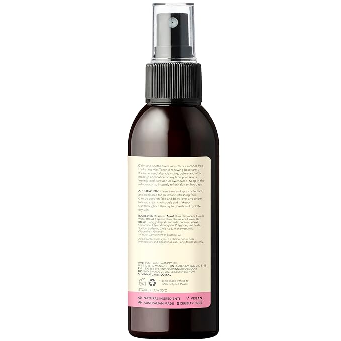 Sukin Rose Hydration Mist Toner, 4.23 Fl Oz
