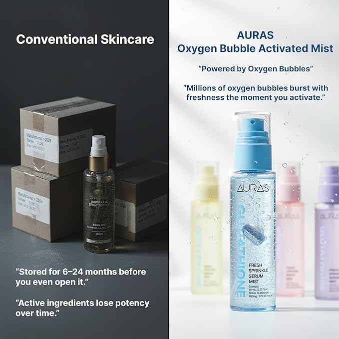 Auras Glutathione Brightening Face Mist K-Beauty | Fresh-Activated K-Beauty Spray Serum for Dull, Dry Skin, Hydrating Antioxidant Korean Skincare Serum & Setting Mist- 3.4 fl oz