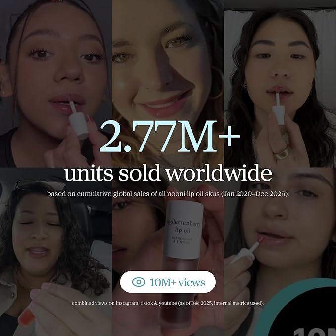 NOONI Korean Lip Oil - Appleclear | Long-Lasting, Moisturizing, Plumping, Revitalizing for Dry Lips, Waterproof, No Peel Off, Hydrating Lip Stain, Nourishing Crystal Clear Stocking Stuffers 0.12 FL Oz