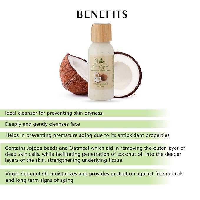 Shira Shir-Organic Trio for Normal to Dry Skin Care Kit for Healthy and Hydrated Skin with Coconut Oatmeal Cleanser Pomegranate Toner & Avocado Moisturizer.