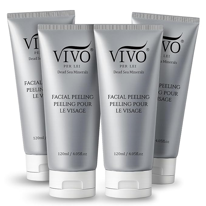 Vivo Per Lei Facial Peeling Gel - Helps Address Dead Skin Buildup - Gentle Exfoliating Gel for Rough, Dry, Sensitive or Mature Skin - Face and Body Scrub - Non Abrasive - 4.05 Fl. Oz. - Pack of 4