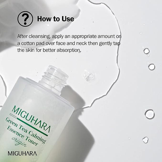 [MIGUHARA] Green Tea Calming Essence Toner Origin 200ml / 6.76 Fl Oz | Facial Toner, Hydrating Toner, Skin Recovery, Calming Toner | All Ingredients Graded EWG Green