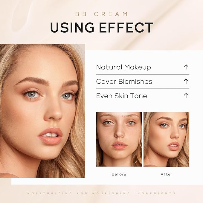 Tinted Moisturizer BB Cream, Moisturizes & Conceals, Buildable Coverage, Natural Finish, Brighten Skin Tone, Cover Blemishes, Flawless Skin Enhancer,Illuminator for All Skin Types,270 Wheat