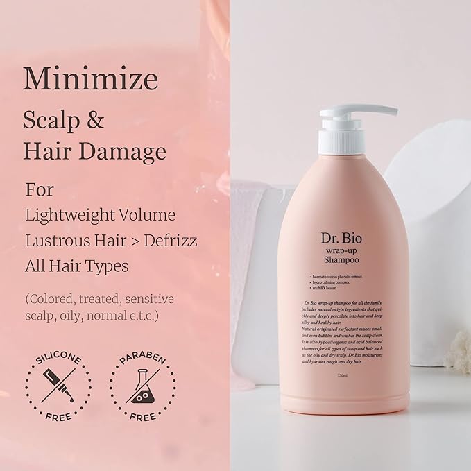Wrap-Up Shampoo, Hydrating and Soothing Hair Shampoo with Probiotcs and Cica, Hair and Scalp Care for Sensitive Scalp, Smooth and Shiny Hair, Vegan, Silicone & Paraben Free, Korean Hair Care
