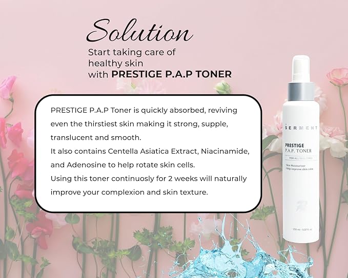 SERMENT Prestige P.A.P Toner 5.1 fl oz – Premium Botanical Toner with Purslane Leaf Extract, Multi-Complex Formula, Hydrating & Refreshing, Made in Korea