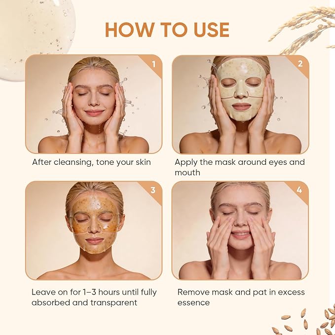 Rice Deep Collagen Face Mask, 38g x 24 EA, Moisturizing and Hydrating Overnight Facial Mask, Contains Ceramide & Collagen for Glass Glow Skin, Korean Skincare