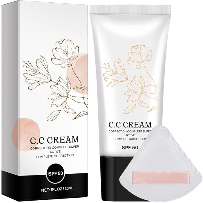 Korean CC Cream with SPF 50 for Older Women, Korean Color Changing CC Cream Self Adjusting for Mature Skin, CC Cream Color Correcting Moisturizing Make-Up Base & Foundation (1)
