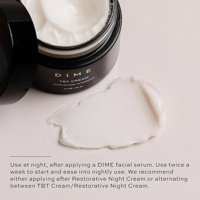 DIME Beauty TBT Cream - Gentle Antiwrinkle Cream for Women with Bakuchiol for Face Wrinkles - Anti-Aging Face Moisturizer and Forehead Wrinkle Cream for Smoother Younger Looking Skin 1.7 oz / 50ml